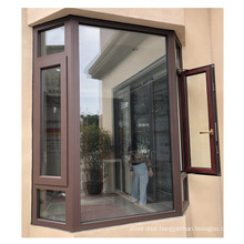 Philippines modern house style wooden grain french casement window aluminium arch windows